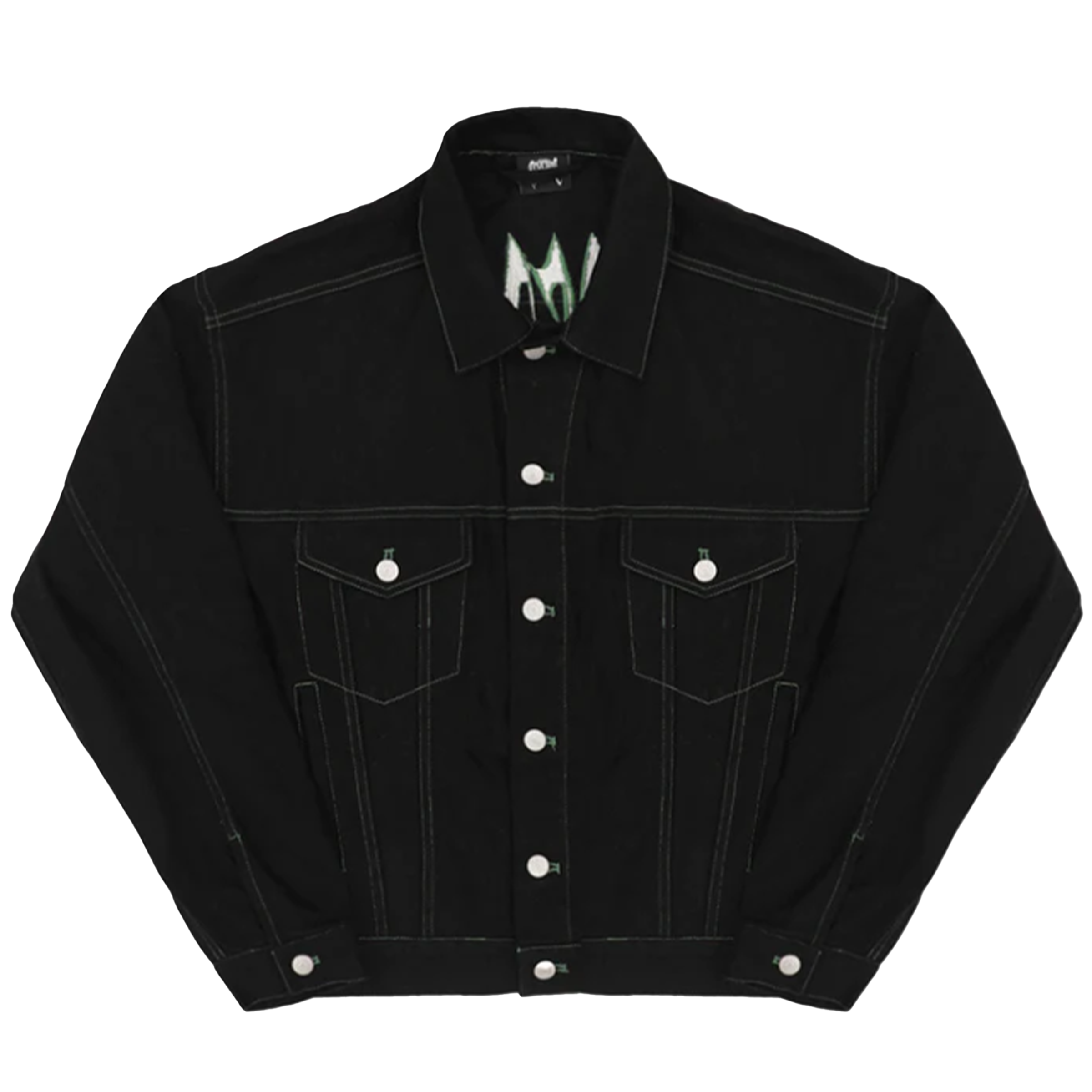Black denim jacket mens embroidered discount