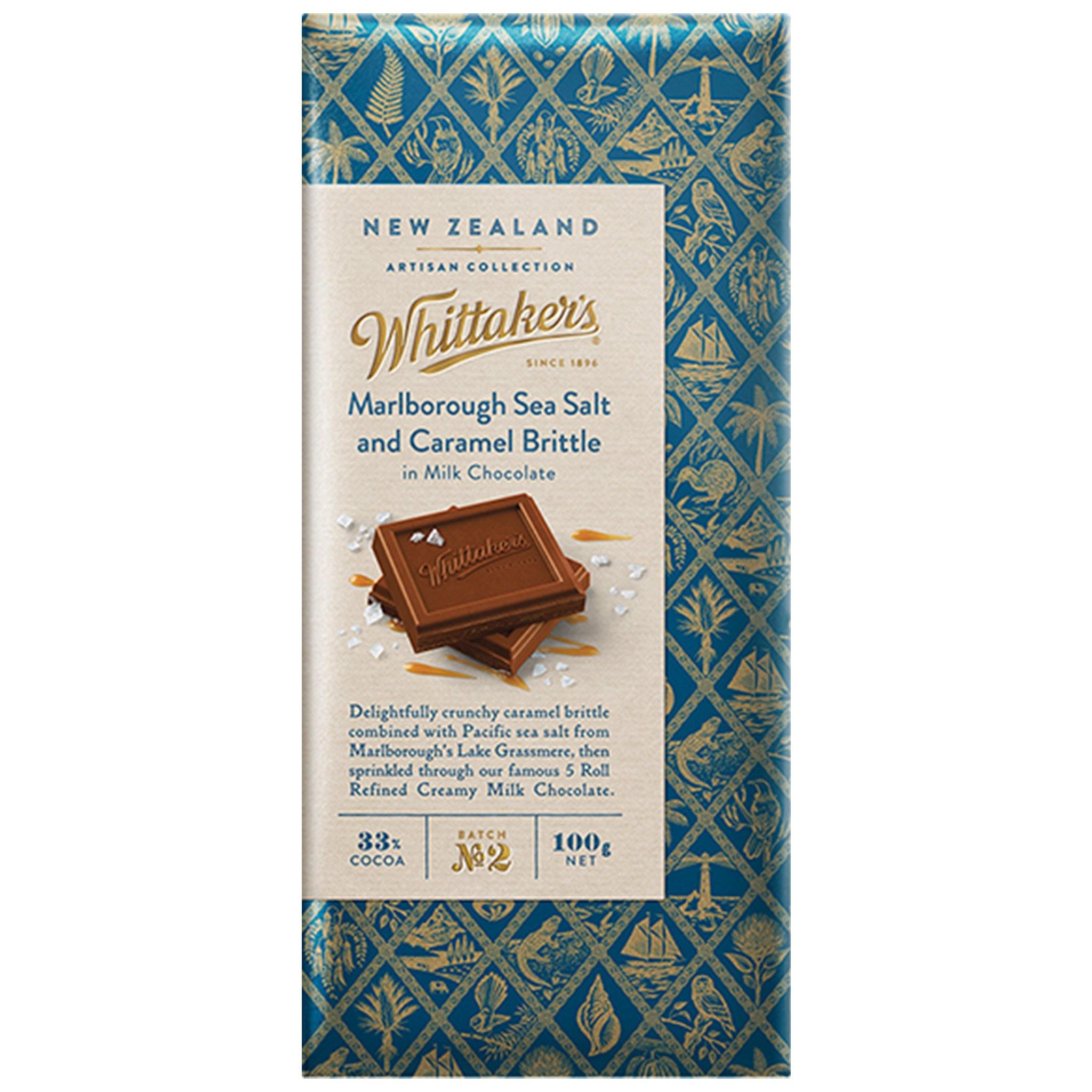 Whittakers Marlborough Sea Salt & Caramel Brittle Milk Chocolate - New Zealand - Sweet Exotics