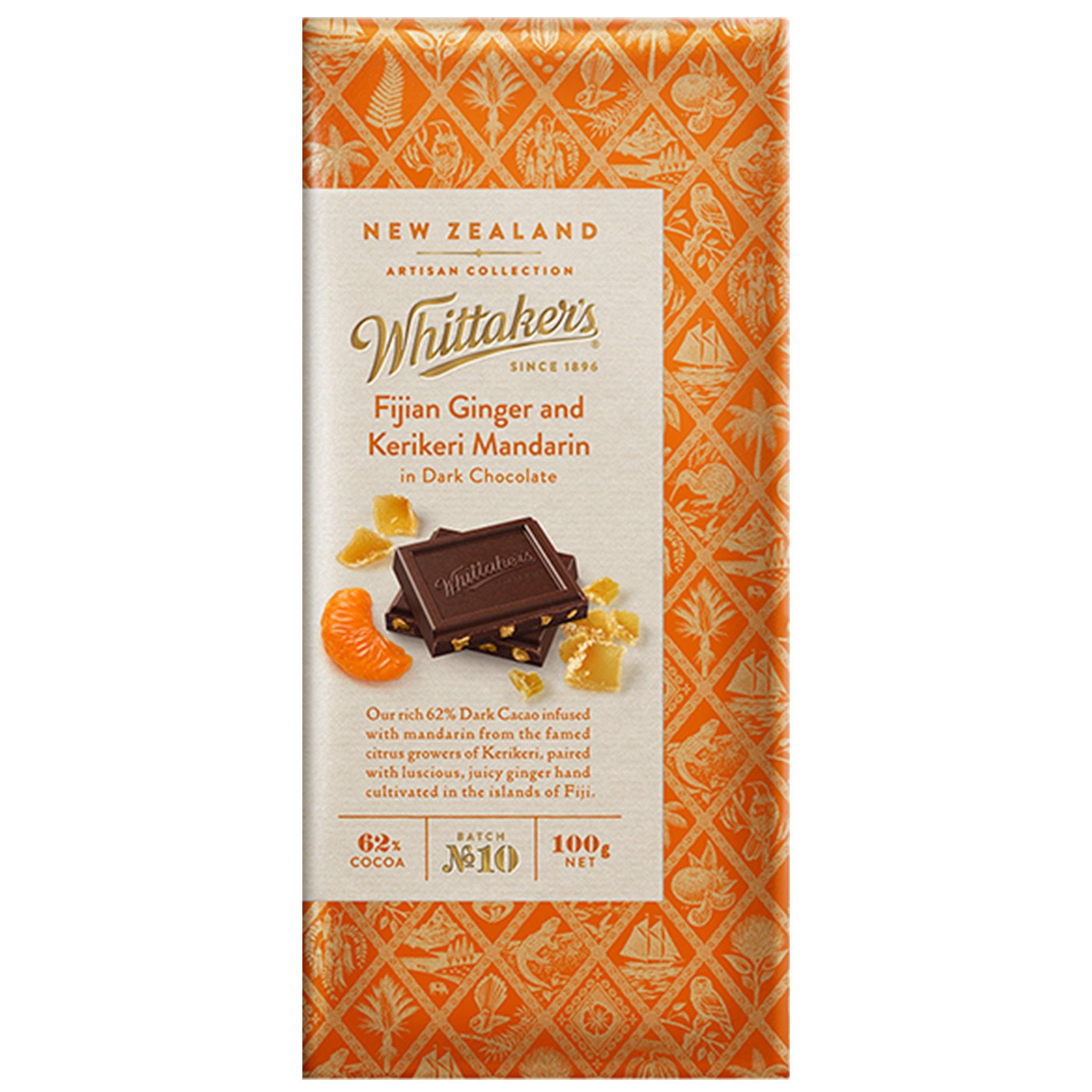 Whittakers Fijian Ginger & Kerikeri Mandarin Dark Chocolate - New Zealand - Sweet Exotics